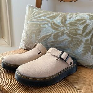 Dr. Martens Beige Mules with Black Sole